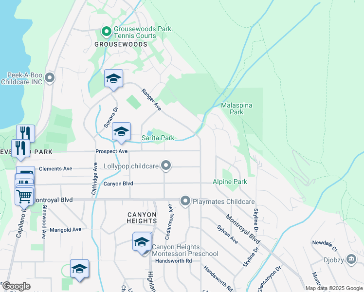 map of restaurants, bars, coffee shops, grocery stores, and more near 844 Prospect Avenue in North Vancouver