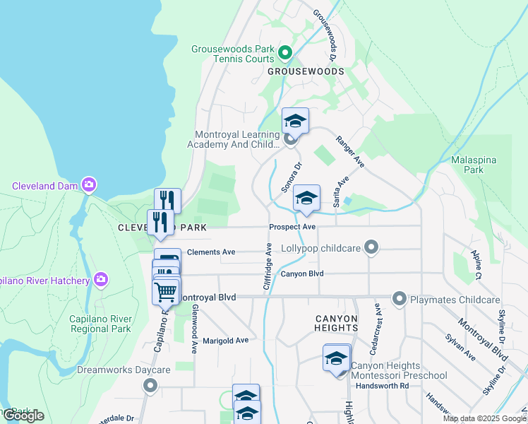 map of restaurants, bars, coffee shops, grocery stores, and more near 5157 Cliffridge Avenue in North Vancouver