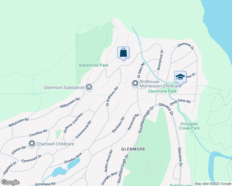 map of restaurants, bars, coffee shops, grocery stores, and more near 598 Saint Andrews Road in West Vancouver