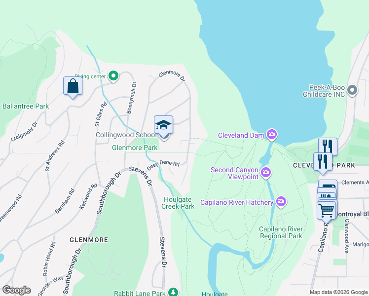 map of restaurants, bars, coffee shops, grocery stores, and more near 26 Glenmore Drive in West Vancouver