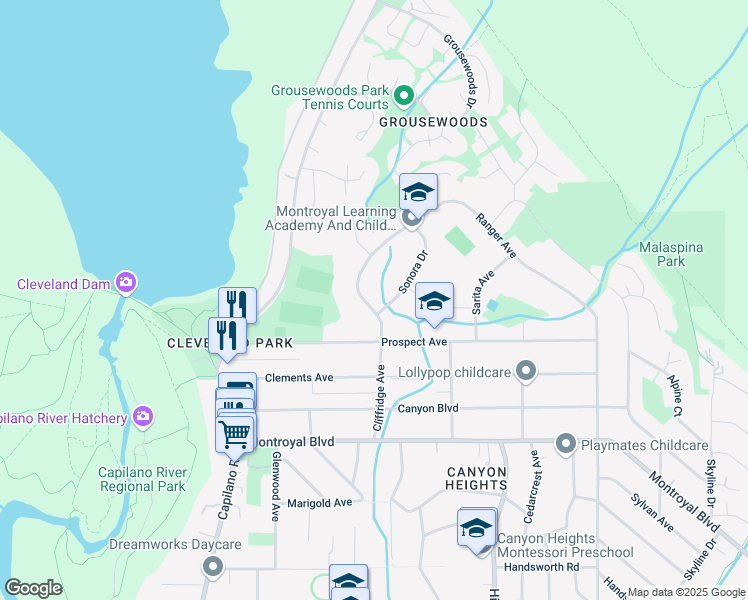 map of restaurants, bars, coffee shops, grocery stores, and more near 5178 Cliffridge Avenue in North Vancouver
