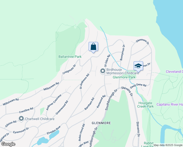 map of restaurants, bars, coffee shops, grocery stores, and more near 588 Saint Andrews Place in West Vancouver