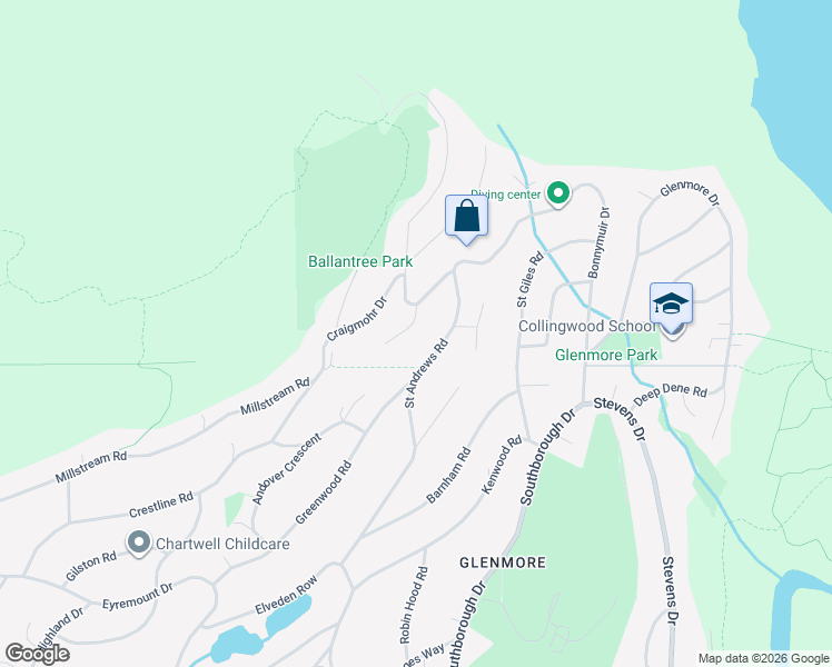 map of restaurants, bars, coffee shops, grocery stores, and more near 518 Ballantree Place in West Vancouver