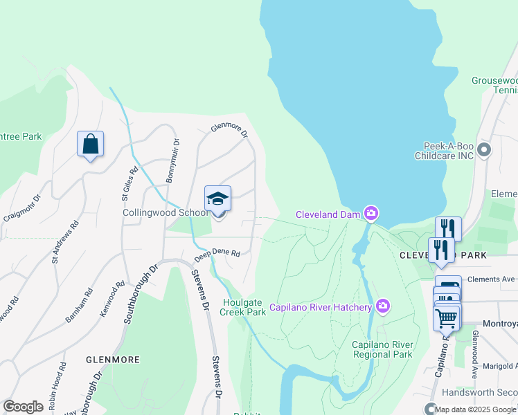 map of restaurants, bars, coffee shops, grocery stores, and more near 25 Glenmore Drive in West Vancouver
