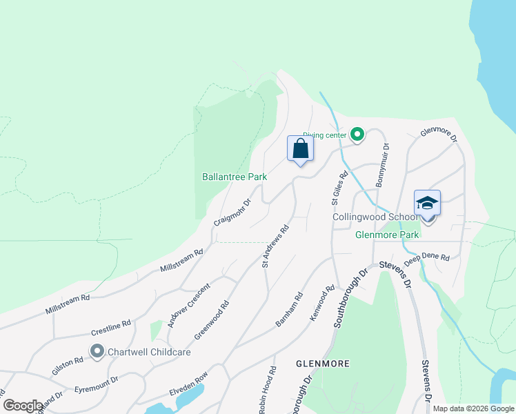 map of restaurants, bars, coffee shops, grocery stores, and more near 534 Ballantree Road in West Vancouver