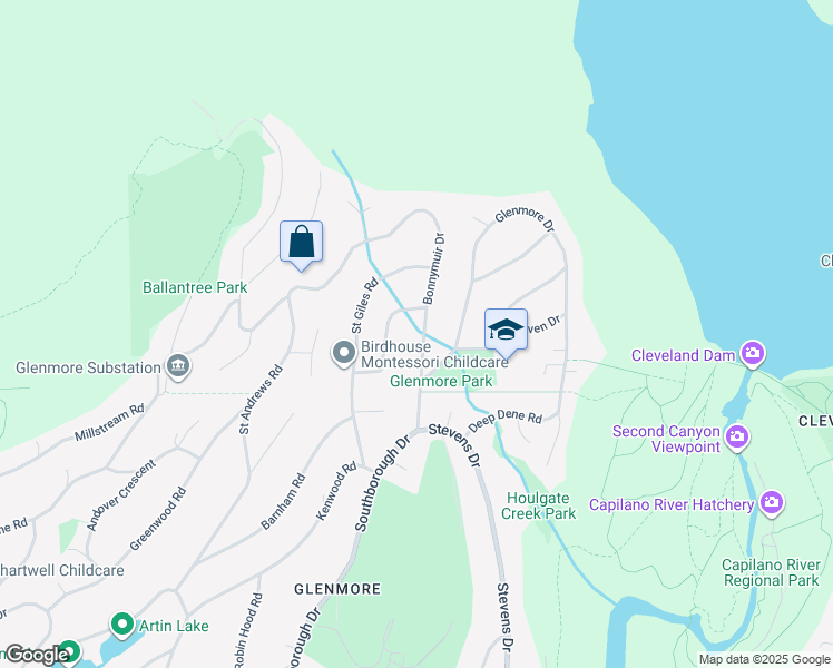 map of restaurants, bars, coffee shops, grocery stores, and more near 105 Bonnymuir Drive in West Vancouver