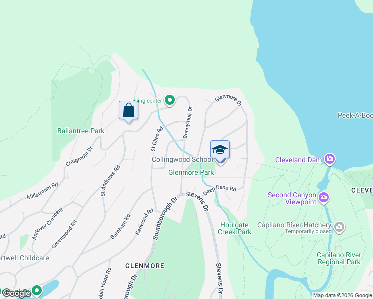 map of restaurants, bars, coffee shops, grocery stores, and more near 104 Bonnymuir Drive in West Vancouver