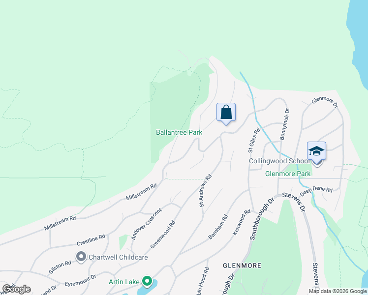 map of restaurants, bars, coffee shops, grocery stores, and more near 560 Craigmohr Drive in West Vancouver