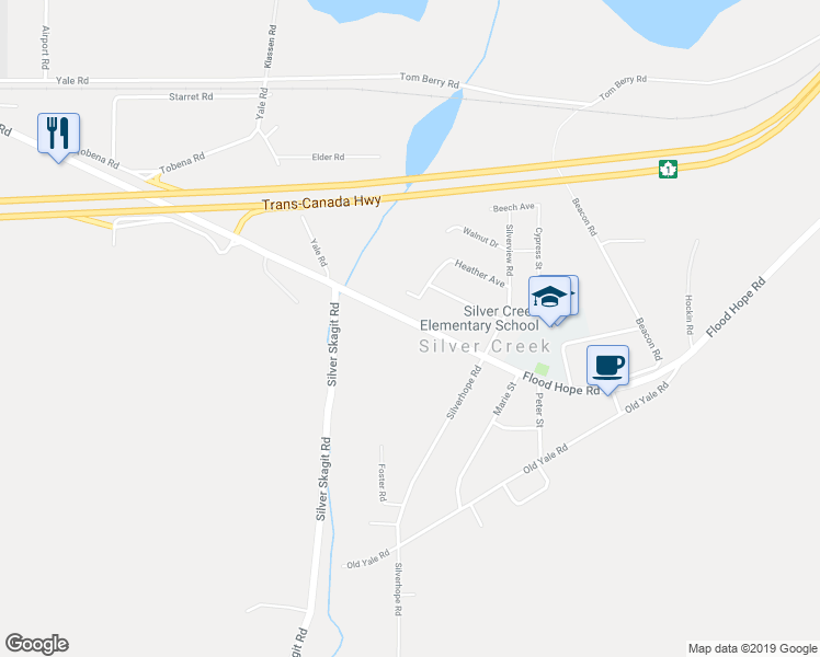 map of restaurants, bars, coffee shops, grocery stores, and more near 20054 Birch Place in Hope