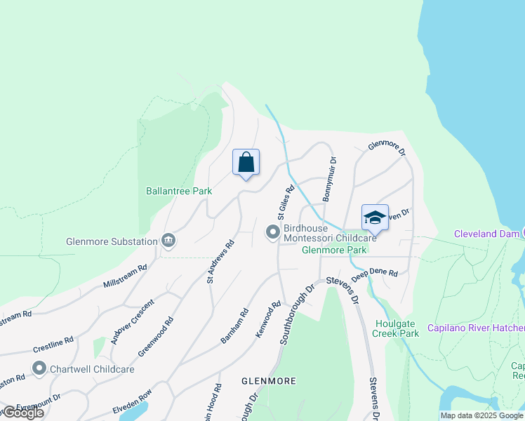 map of restaurants, bars, coffee shops, grocery stores, and more near 568 Saint Andrews Place in West Vancouver