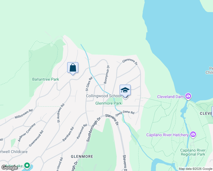 map of restaurants, bars, coffee shops, grocery stores, and more near 100 Bonnymuir Drive in West Vancouver