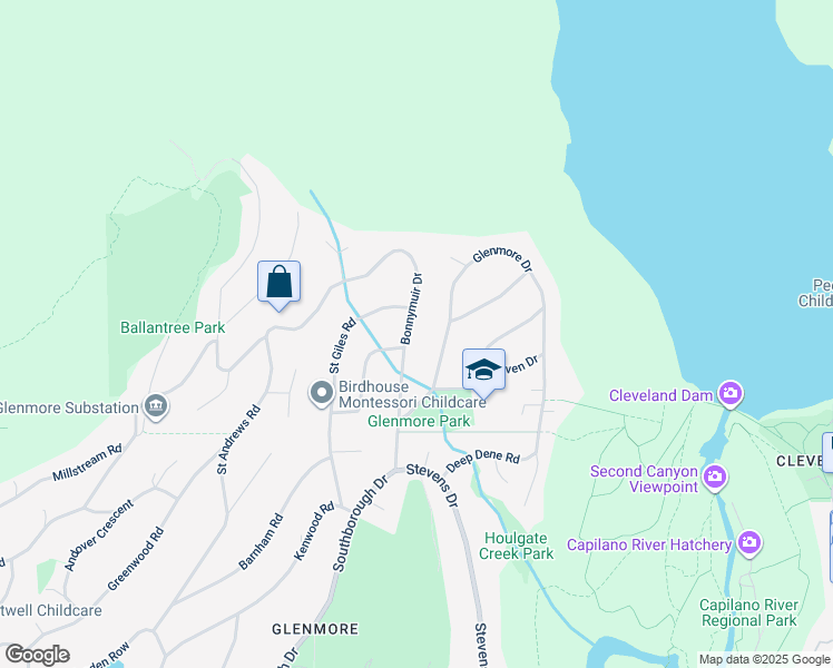 map of restaurants, bars, coffee shops, grocery stores, and more near 96 Bonnymuir Drive in West Vancouver