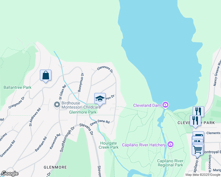 map of restaurants, bars, coffee shops, grocery stores, and more near 72 Glengarry Crescent in West Vancouver