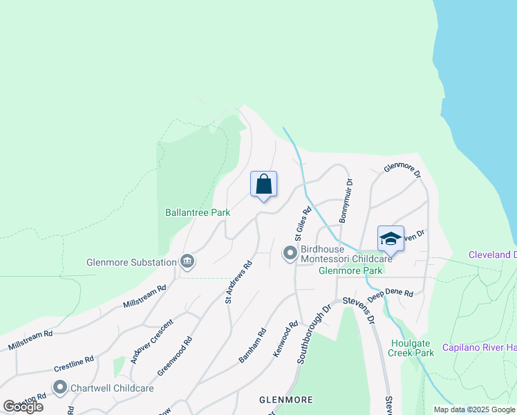map of restaurants, bars, coffee shops, grocery stores, and more near 549 Saint Andrews Road in West Vancouver