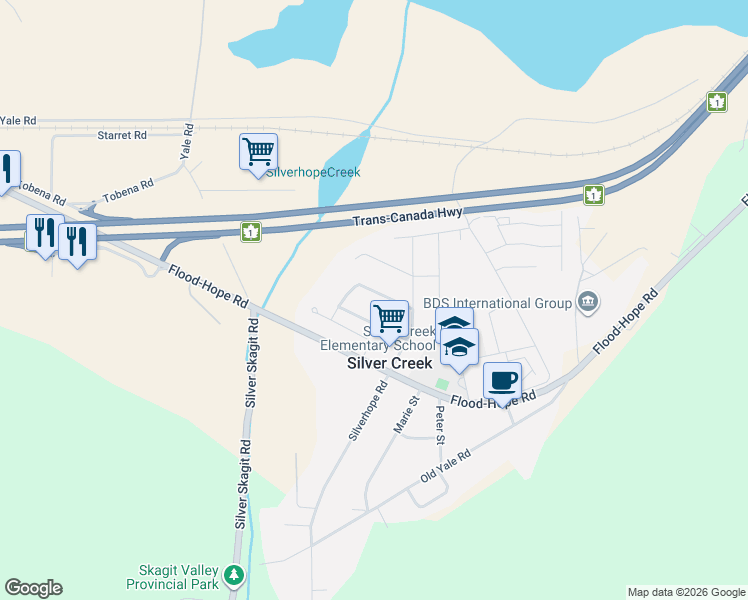 map of restaurants, bars, coffee shops, grocery stores, and more near 63711 Rosewood Avenue in Hope
