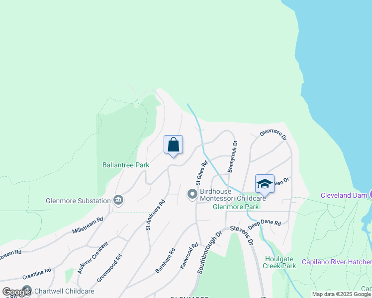 map of restaurants, bars, coffee shops, grocery stores, and more near 507 Craigmohr Place in West Vancouver