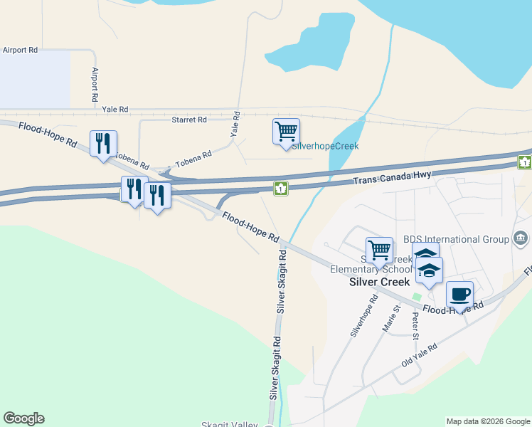 map of restaurants, bars, coffee shops, grocery stores, and more near 63491 Flood Hope Road in Hope