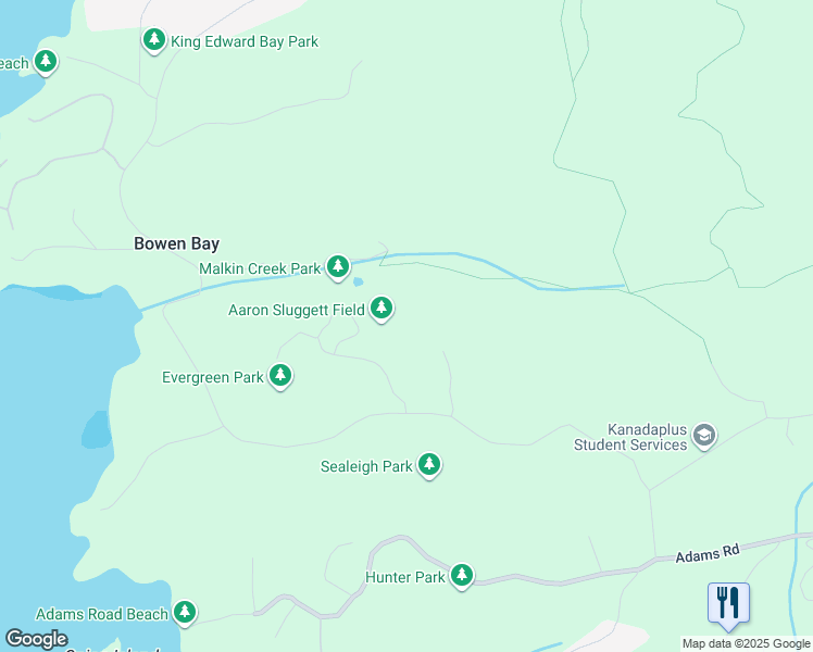 map of restaurants, bars, coffee shops, grocery stores, and more near 1580 Evergreen Lane in Bowen Island