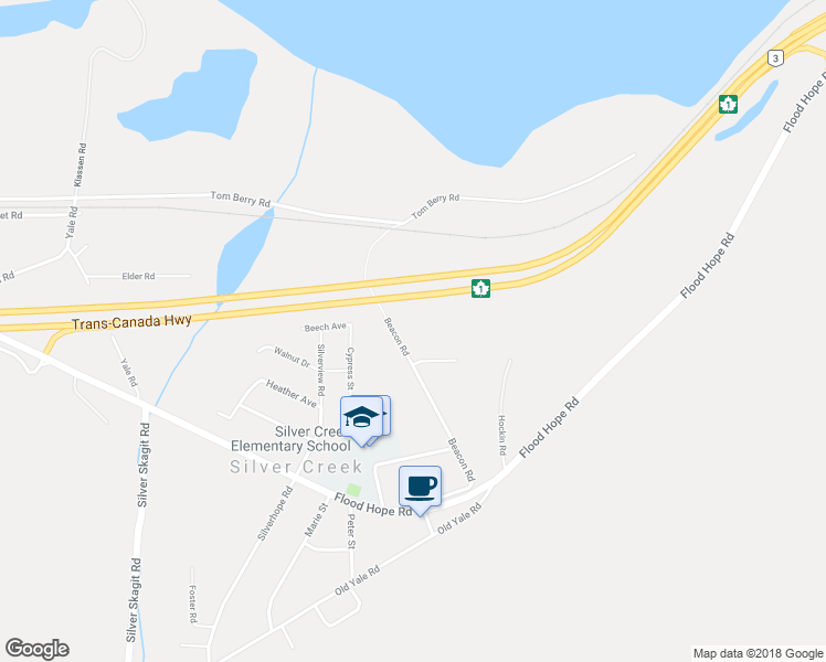 map of restaurants, bars, coffee shops, grocery stores, and more near Trans-Canada Highway in Hope