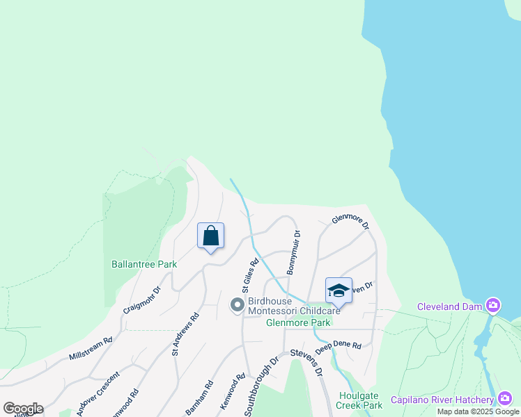 map of restaurants, bars, coffee shops, grocery stores, and more near 58 Bonnymuir Place in West Vancouver