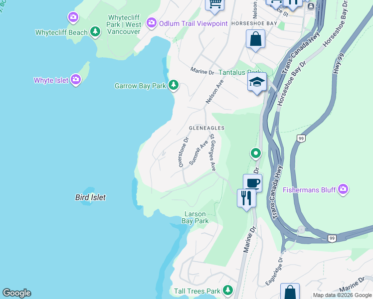 map of restaurants, bars, coffee shops, grocery stores, and more near in Vancouver