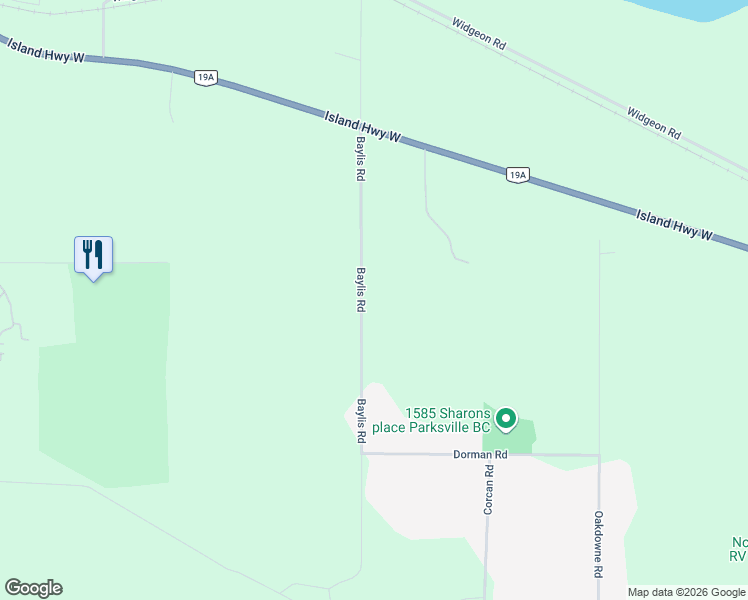 map of restaurants, bars, coffee shops, grocery stores, and more near 385 Baylis Road in Qualicum Beach