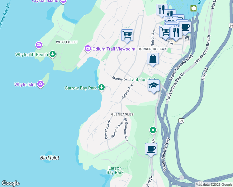 map of restaurants, bars, coffee shops, grocery stores, and more near 6248 Wellington Avenue in Vancouver