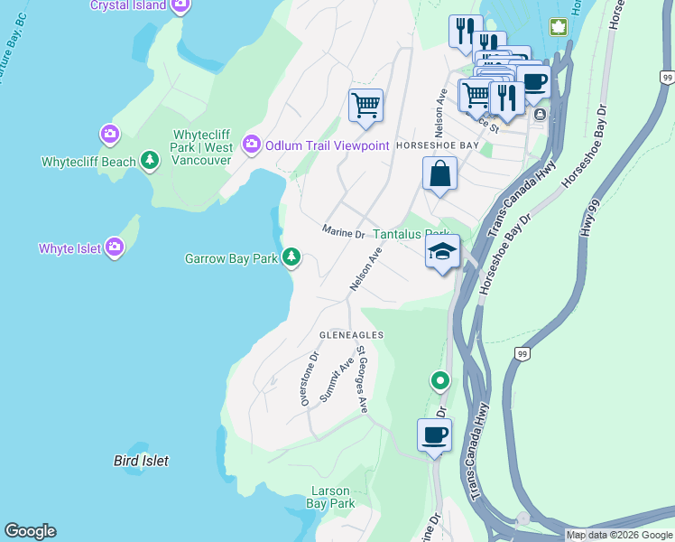 map of restaurants, bars, coffee shops, grocery stores, and more near 6252 Wellington Avenue in Vancouver