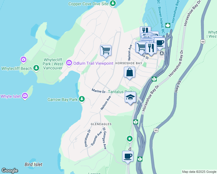 map of restaurants, bars, coffee shops, grocery stores, and more near 6404 Wellington Avenue in Vancouver