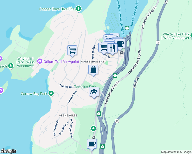 map of restaurants, bars, coffee shops, grocery stores, and more near 6387 Chatham Street in Vancouver