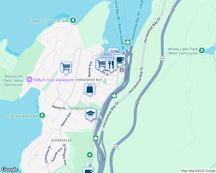 map of restaurants, bars, coffee shops, grocery stores, and more near in Vancouver