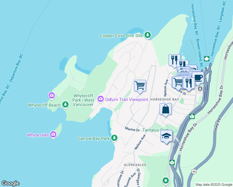 map of restaurants, bars, coffee shops, grocery stores, and more near in Vancouver