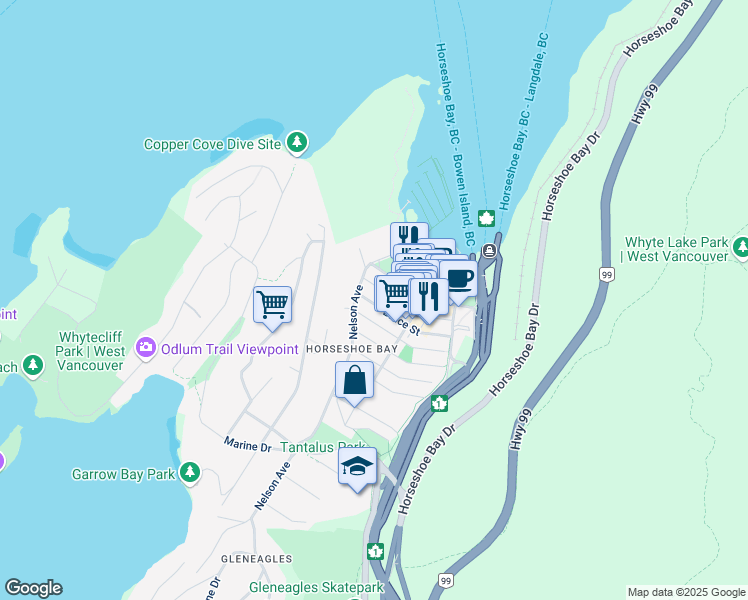 map of restaurants, bars, coffee shops, grocery stores, and more near 6477 Bruce Street in Vancouver
