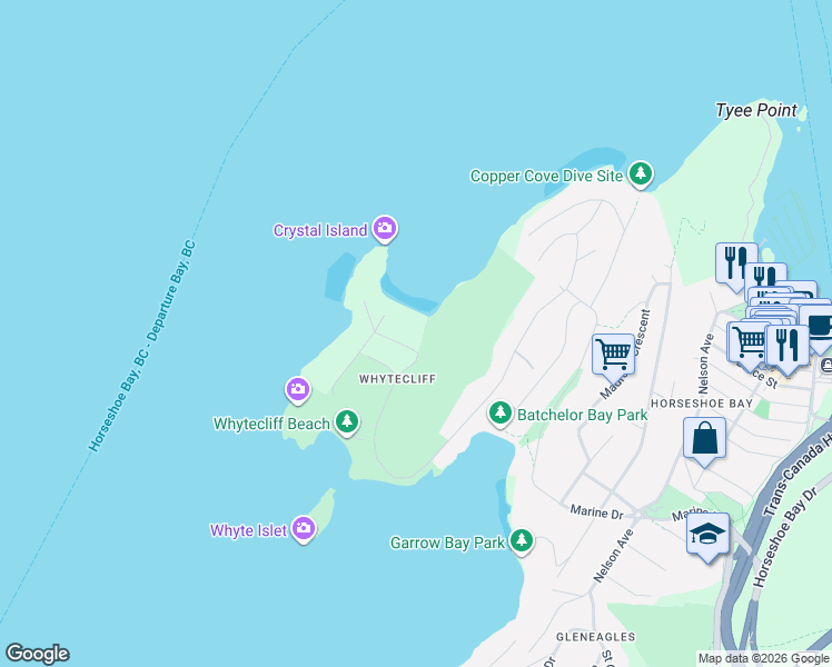 map of restaurants, bars, coffee shops, grocery stores, and more near 7145 Cliff Road in West Vancouver