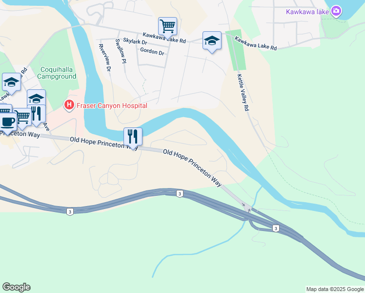 map of restaurants, bars, coffee shops, grocery stores, and more near 300 Robertson Crescent in Hope