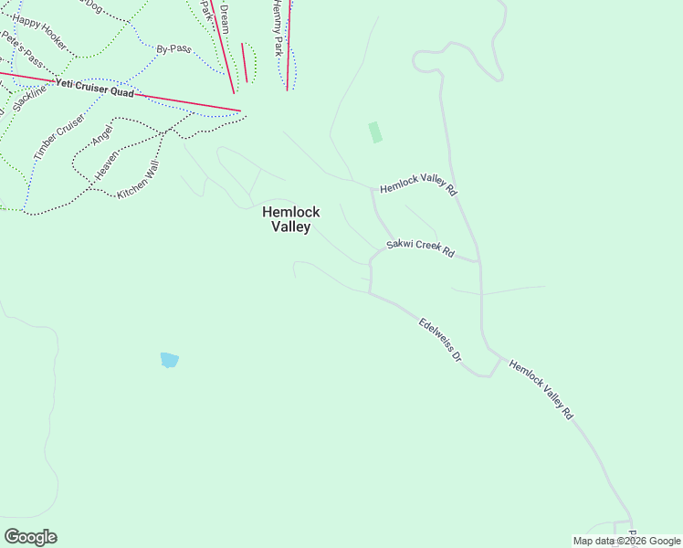 map of restaurants, bars, coffee shops, grocery stores, and more near 20698 Edelweiss Drive in Hemlock Valley