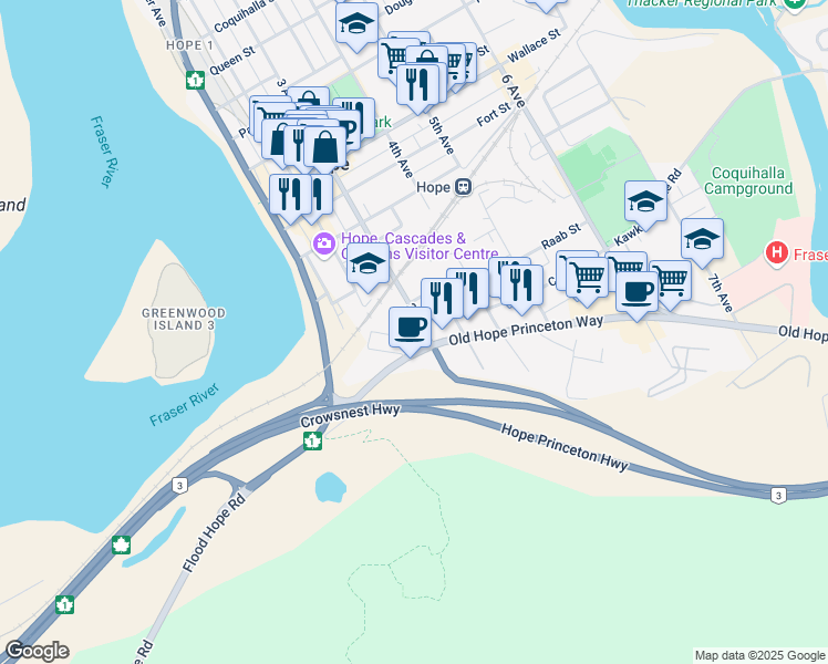 map of restaurants, bars, coffee shops, grocery stores, and more near 260 Turner Street in Hope