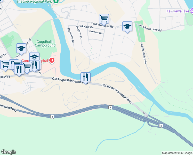 map of restaurants, bars, coffee shops, grocery stores, and more near 30 Robertson Crescent in Hope