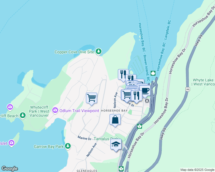 map of restaurants, bars, coffee shops, grocery stores, and more near 6670 Wellington Avenue in Vancouver