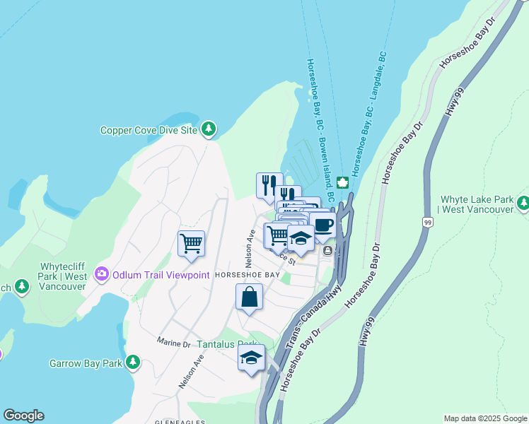 map of restaurants, bars, coffee shops, grocery stores, and more near in Vancouver