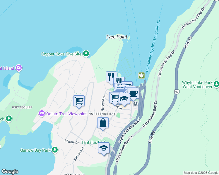 map of restaurants, bars, coffee shops, grocery stores, and more near in Vancouver