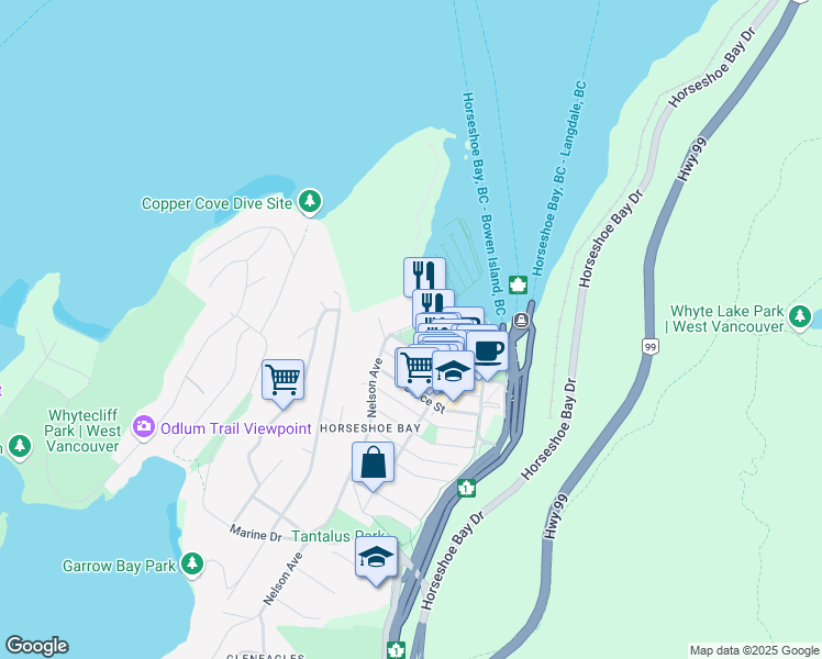map of restaurants, bars, coffee shops, grocery stores, and more near in Vancouver