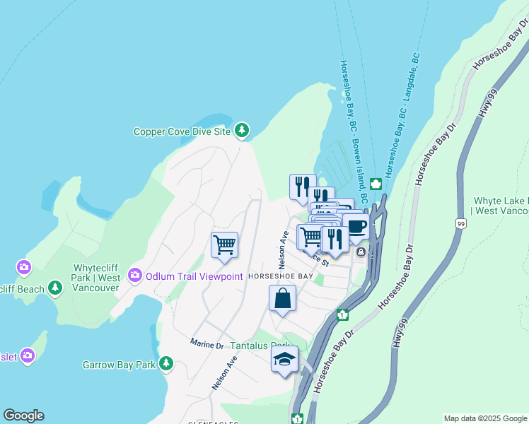 map of restaurants, bars, coffee shops, grocery stores, and more near 6680 Wellington Avenue in Vancouver