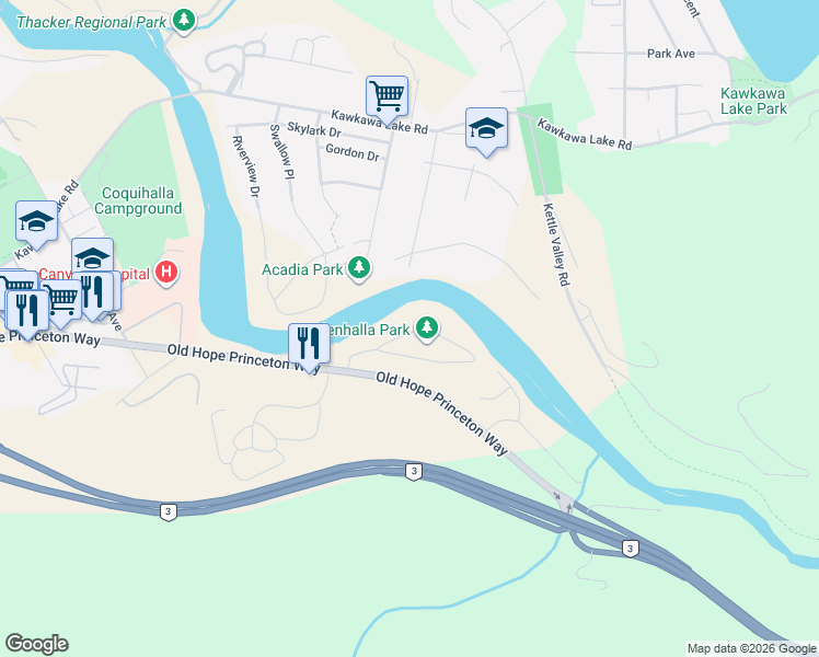 map of restaurants, bars, coffee shops, grocery stores, and more near 100 Robertson Crescent in Hope