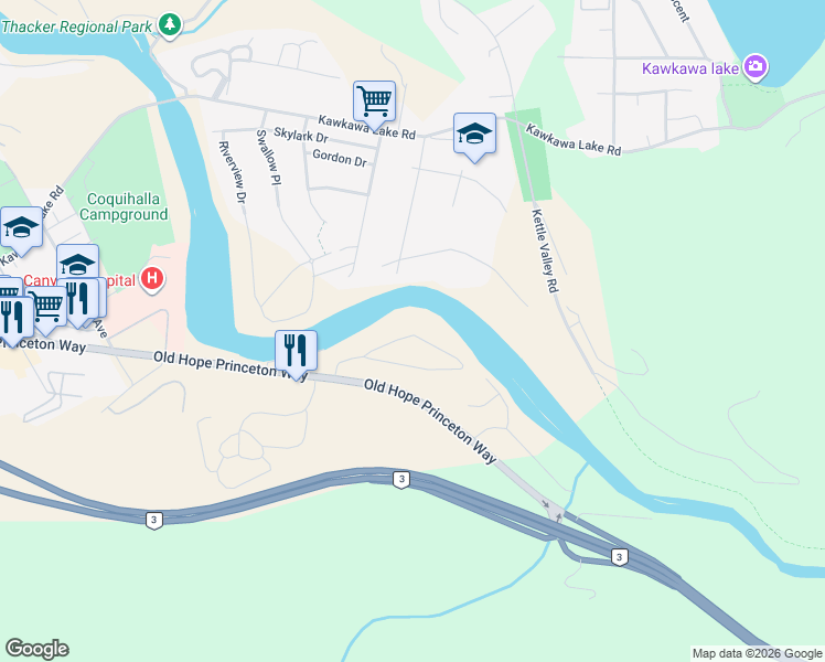 map of restaurants, bars, coffee shops, grocery stores, and more near 120 Robertson Crescent in Hope