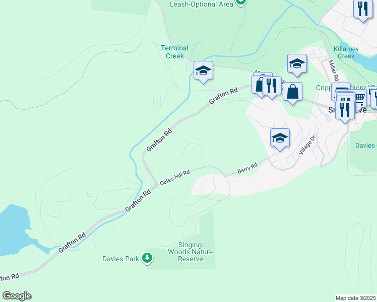 map of restaurants, bars, coffee shops, grocery stores, and more near 675 Cates Lane in Bowen Island