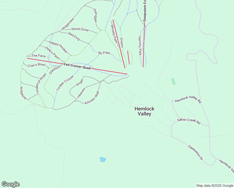 map of restaurants, bars, coffee shops, grocery stores, and more near 20946 Snowflake Crescent in Hemlock Valley