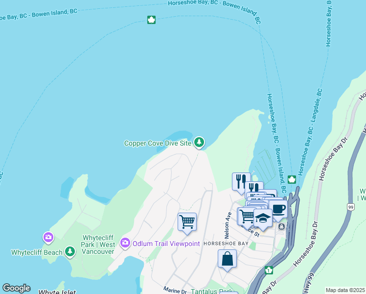 map of restaurants, bars, coffee shops, grocery stores, and more near 6935 Isleview Road in West Vancouver