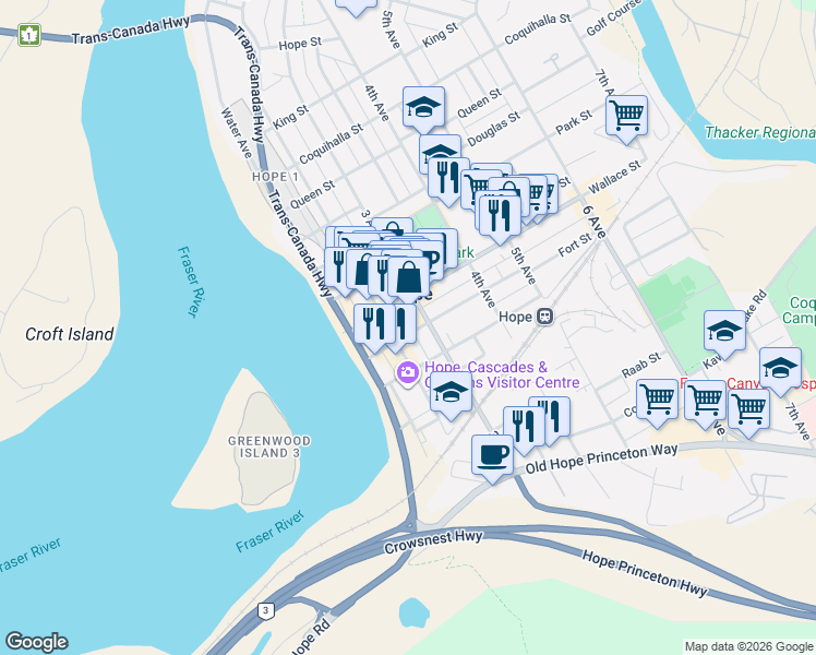 map of restaurants, bars, coffee shops, grocery stores, and more near 272 Wallace Street in Hope