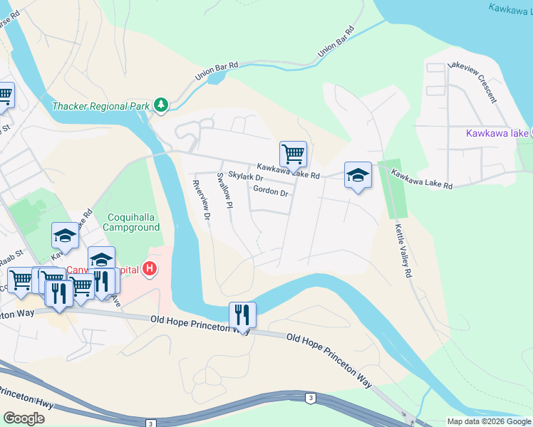 map of restaurants, bars, coffee shops, grocery stores, and more near 65512 Dogwood Drive in Hope